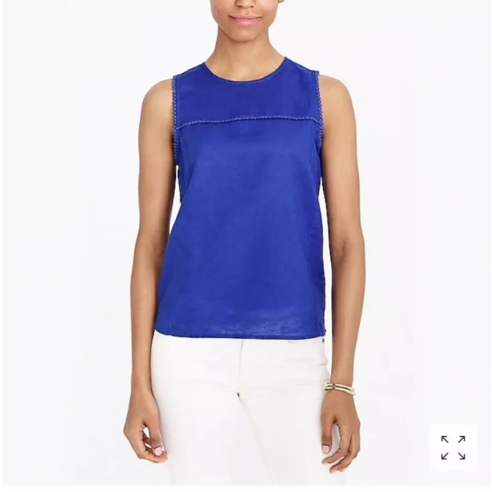 J. Crew linen pom pom trim top